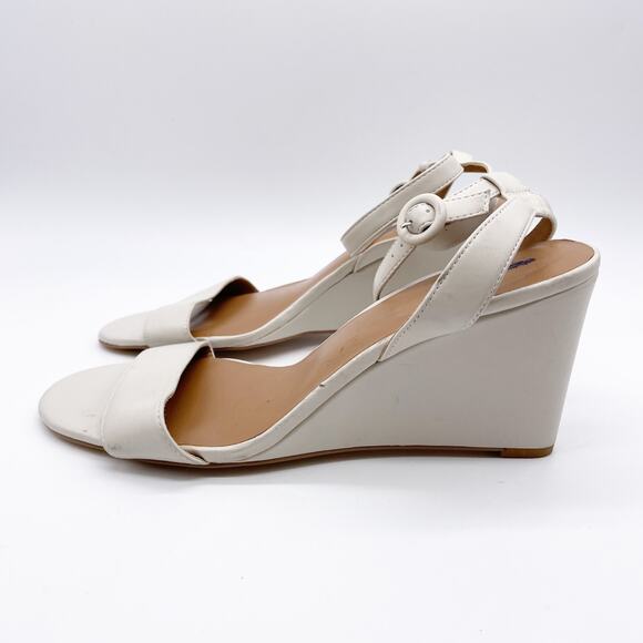 Nordstrom Rack Womens Carrie White Leather Open Toe Low Wedge Heeled Sandals 11M - Picture 6 of 11